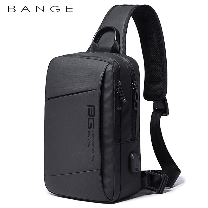 BANGE New Fashion All-Match Outdoor Sports Technology USB Casual Shoulder Men's Business Chest Bag