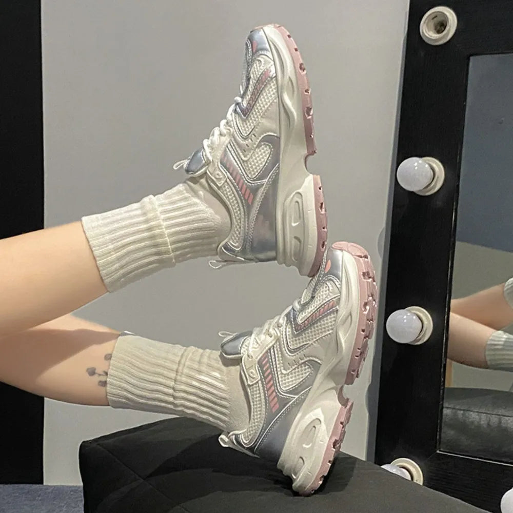 Autumn student sports running shoes casual thick soled height increasing shoes