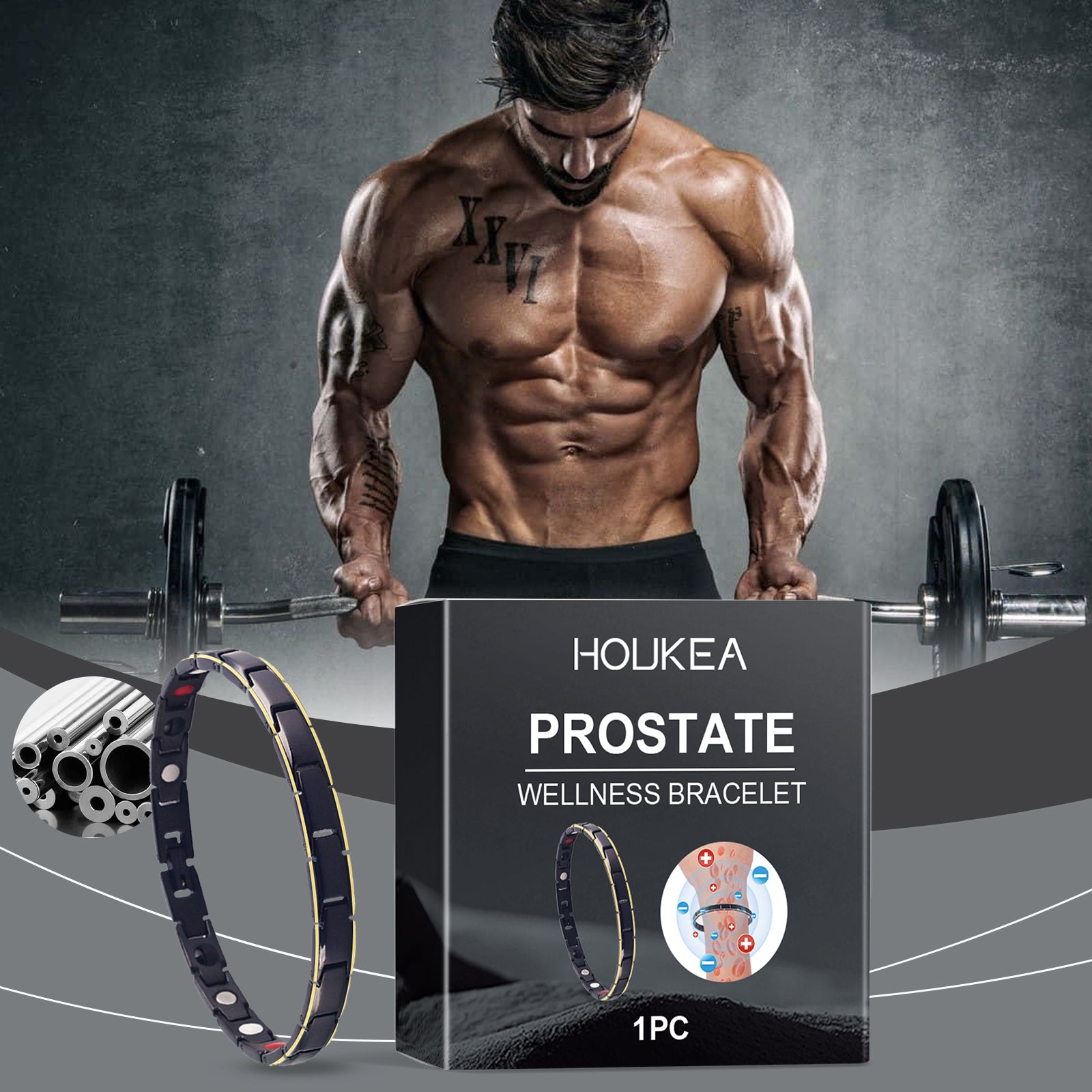 Houkea Men's Care Bracelet, Daily Portable Body Exercise Band Care Daily Body Exercise Bracelet