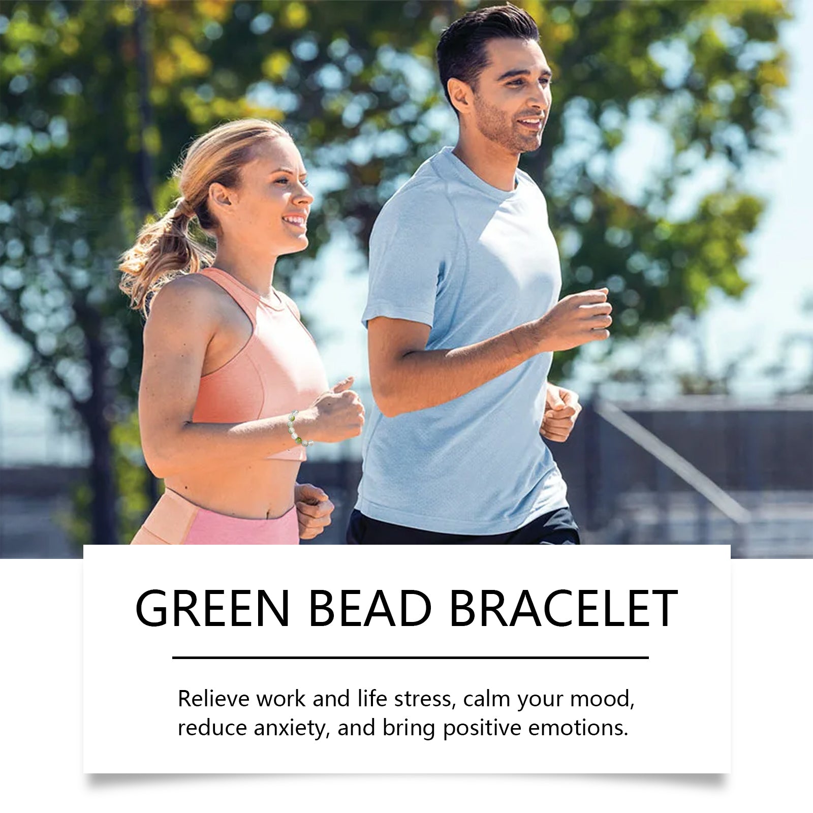 Hoexe Green Beads Bracelet, Men And Women Fashion Convenient Body Comfort Daily Life Decoration Bracelet