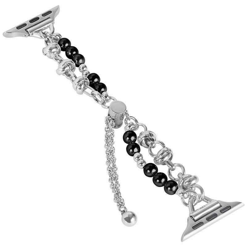 Applicable to Apple S8 Watch With Apple Watch Small Fragrant Pearl Stainless Steel Metal iwatch SE Watchband