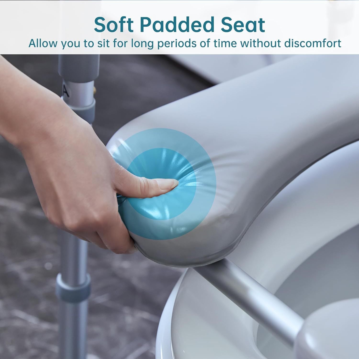 Four-in-One Toilet Chair with Safety Handle, Height-Adjustable Backrest, Commode Chair, Shower Bath Chair