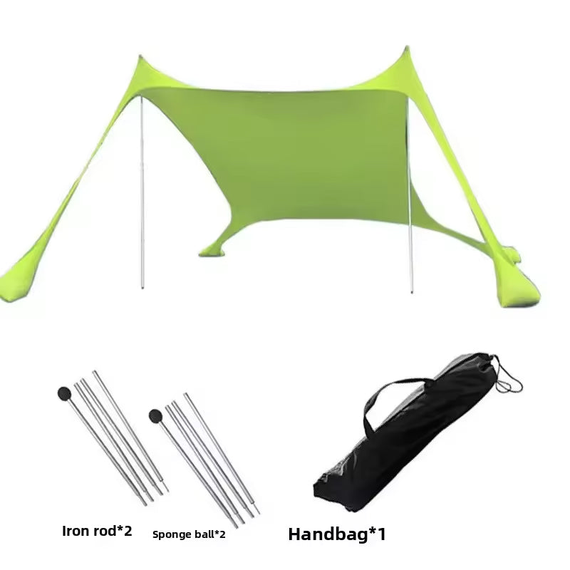 Family beach tent, large pop-up parasol, beach shelter, sun shade. Stable poles with portable carry bag. Outdoor shade.