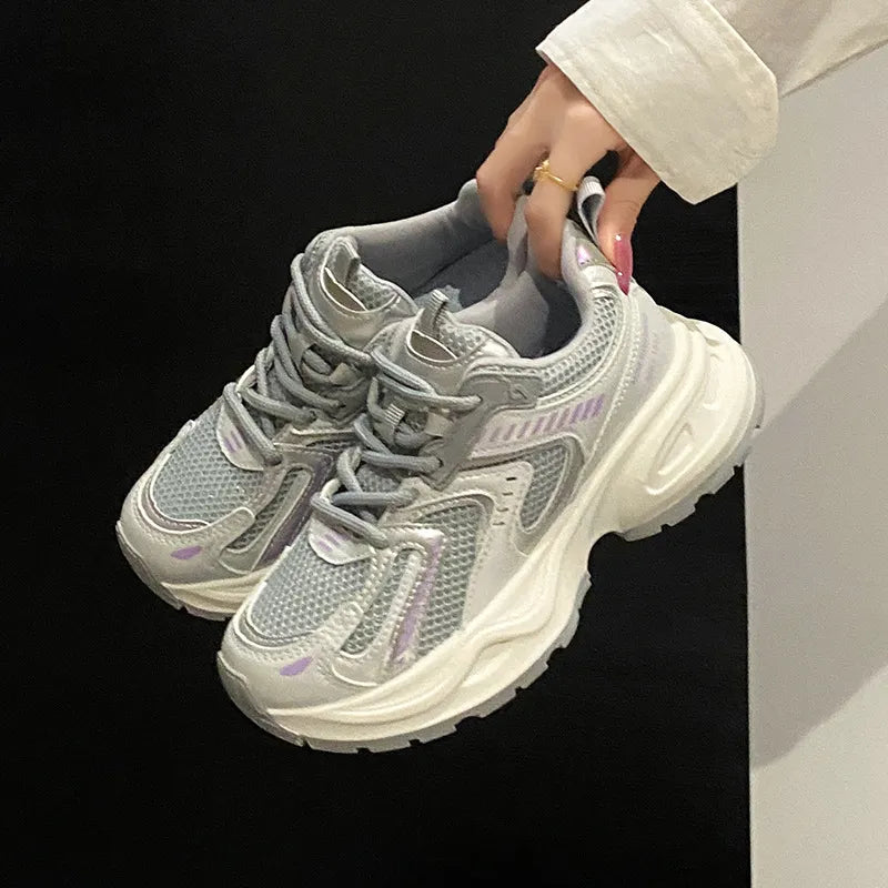 Autumn student sports running shoes casual thick soled height increasing shoes