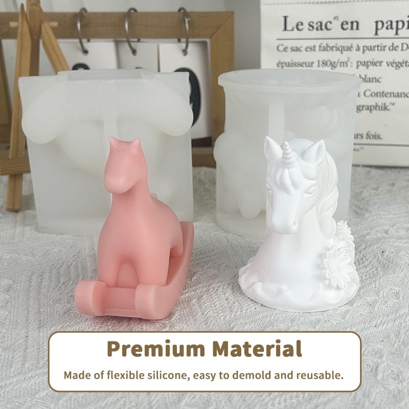 4-in-1 Unicorn Silicone Molds: Perfect for DIY Craft, Scented Candles, Soap Making & Cake Decorating
