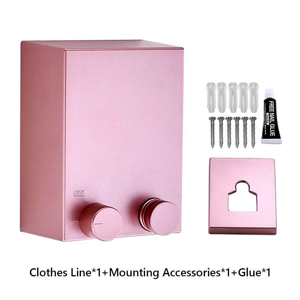 Indoor Outdoor Retractable Stretch Washing Invisible Line Mounted Drying Rope Laundry Clothes Line 13.8ft Automatic Wall Hanging