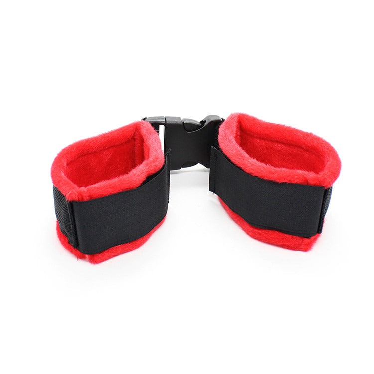 Adult Supplies Red Plush Binding And Flirting Women's Nylon Short Hair Sexy Ankle Cuffs Couple Toy Binding
