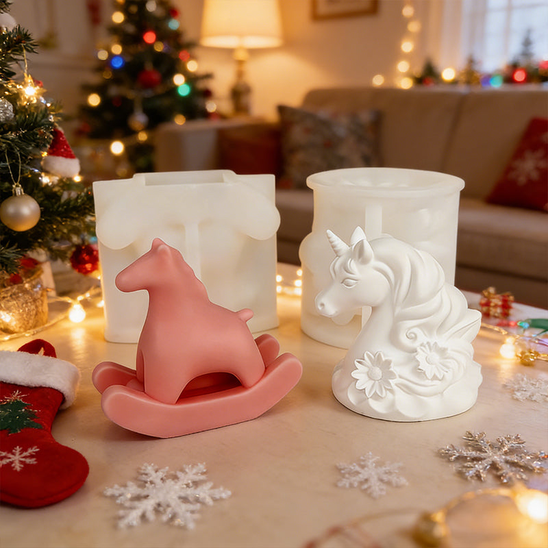 4-in-1 Unicorn Silicone Molds: Perfect for DIY Craft, Scented Candles, Soap Making & Cake Decorating