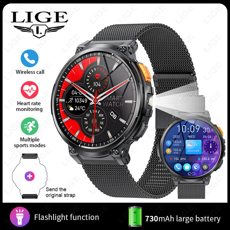K66 Outdoor Sports with Flashlight Smart Watch for Men